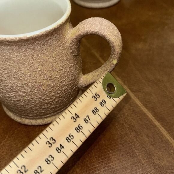 Set Of 5 Beige Textured Ceramic Coffee Mugs - Picture 11 of 14